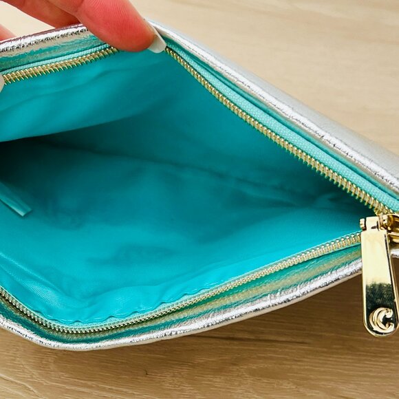 Charming Charlie "Ticket to Paradise" Silver Clutch Purse 13" x 7" / Whimsical - Picture 7 of 16